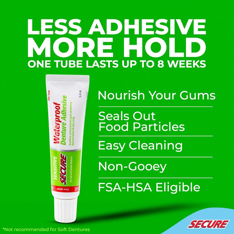 Secure Waterproof Denture Adhesive - 4 Pack - Image 2